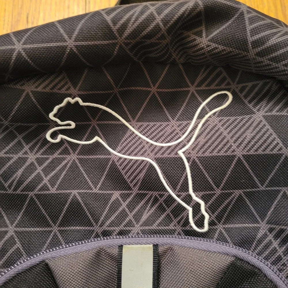Puma ECHO Black Grey Geometric Dura Base Backpack School Hiking 17x15 in Outdoor